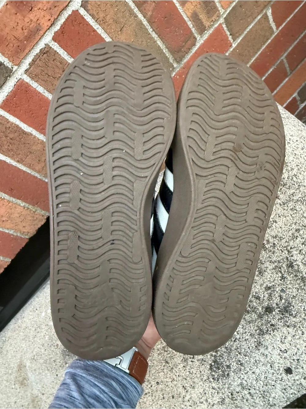 Adidas Kids Sneakers Size 2 White Black Gum Sole Casual Shoes